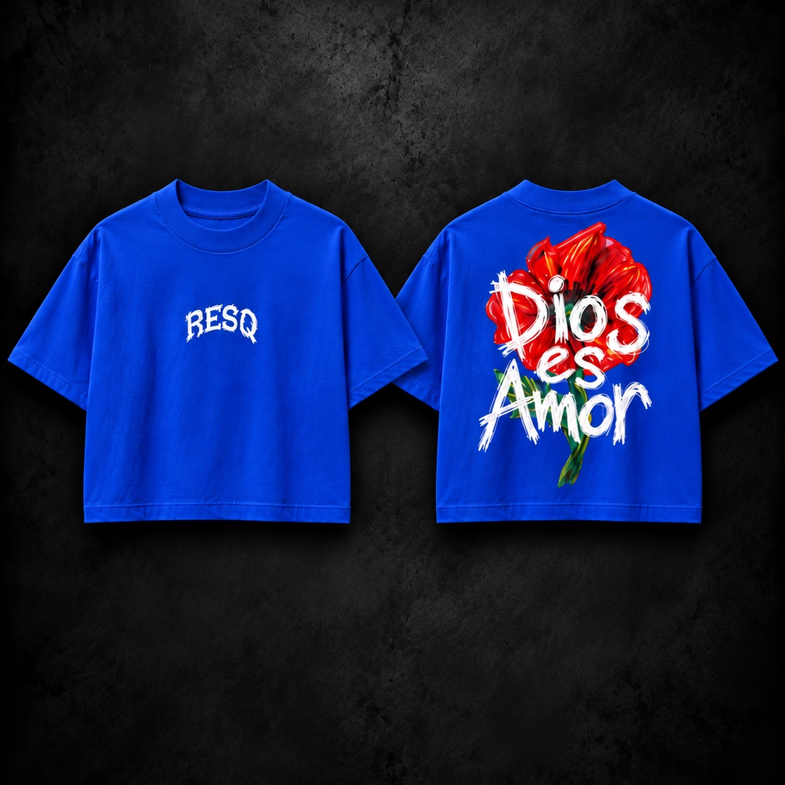 Dios es Amor (Boxy Tee) Royal Blue Colors