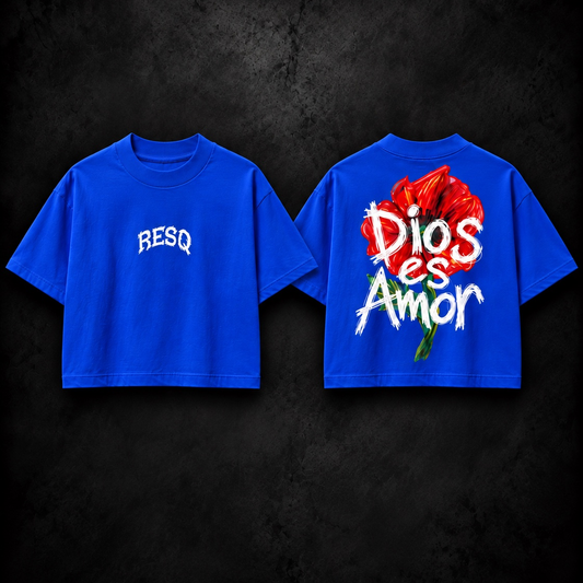 Dios es Amor (Boxy Tee) Royal Blue Colors