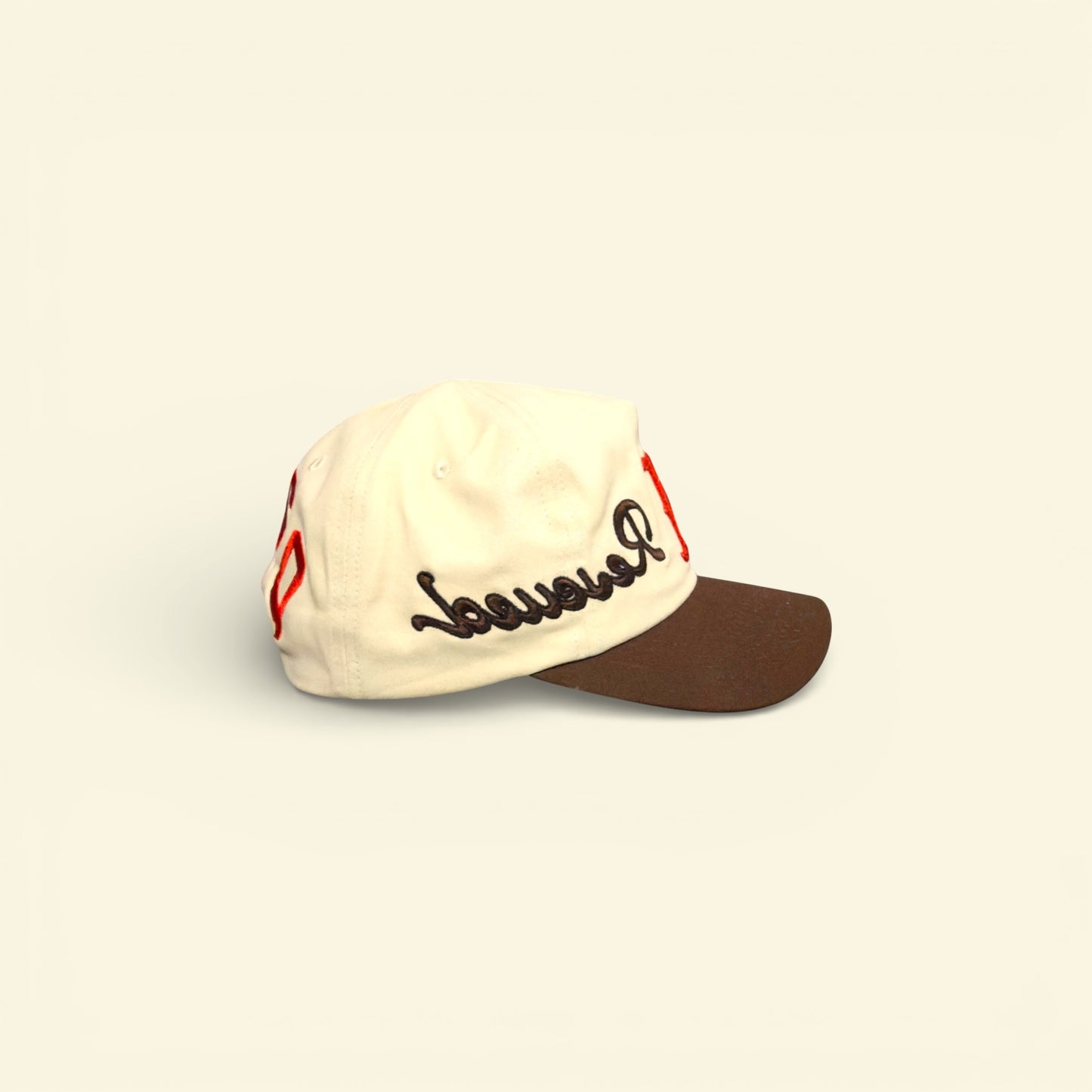 Cream Red Cap